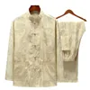 Vêtements ethniques printemps été mâle à manches longues broderie soie Satin Tang costume hommes Tai Chi Wushu uniformes Arts martiaux