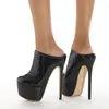 Spring Autumn Black High Heels Platforma Modna Solidna Patentowa skórzana skórzana stóp 16 cm sztylet sztylet na imprezę dla kobiet