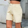 Dames Shorts Dames Denim Hoge Taille Effen Kleur Lente Zomer Casual Losse Kleding Pantalones Cortos