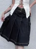 Röcke Taruxy Cottro Retro Denim Faltenrock für Frauen Pocket Girl mittelgroße Ladies Street Casual Office Faldas de Mujer