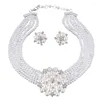 Collier boucles d'oreilles ensemble habiller antirouille fausse perle fleur mariage mariage banquet approvisionnement