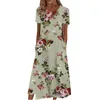 Casual Dresses Women'S Crewneck Pullover Printed Floral Short Sleeve Loose Dress Bohemian Petite Maxi For Women