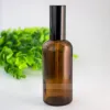 USA Partihandel Amber Glass Parfymflaskor 100 ml Tom Atomizer Makeup Spray Bottle 100 Ml With Black Silver Gold Cap Free DHL