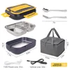 Ensemble, chauffe-aliments pour boîte à lunch électrique, chauffe-aliments portable 12 V/24 V pour voiture/camion, 110 V pour boîte à lunch chauffée à la maison pour adultes, récipient amovible en acier inoxydable 304