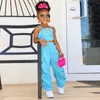 Kids Clothes Baby Girls Tracksuits Summer Two Piece Set Pleated Solid Color Halter Vest Casual Loose Wide Leg Trousers 2PCS Suit Outfits