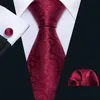 Cravates de cou Cravate de mariage pour hommes Rouge Paisley Soie solide pour hommes Gravat Mouchoir Bouton de manchette Broche Ensemble Barry.wang Designer Fa-5509 230613