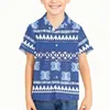 Camisas casuais masculinas de manga curta para meninos Samoa Fiji Polinésia Tribal Masi Estampa Design personalizado Roupas infantis para meninos Vestem havaiano