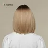 Spitzenperücken La Sylphide Bob Ombre Braun Blonde Perücke mit Pony Natürliche Frauenperücken Tägliche Party Lolita Kurze Perücken Hitzebeständiges Haar Z0613