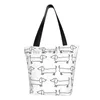 Shopping Bags Reusable Kawaii Dachshund Bag Women Shoulder Canvas Tote Portable Wiener Sausage Dog Grocery Shopper