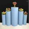 Party Decoration Set of 5 Blue Pink White Gold Sliver Round Pillar Cake Stand Cylinder sockel Iron Pedestal for Wedding Yudao326