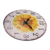 Horloges murales tournesol non tic-tac silencieux rond Style européen horloge décorative Vintage grande maison rustique à piles suspendu