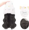 Fashionable Long Hair Wig Hat Integrated with Plush Winter Cap Multiple Styles Available Warm and Stylish