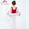 Dancewear Mädchen Ballett Tutu Kleid Samt Körper Band Mesh Rock Kurze Puffärmel Kinder Tanz Gymnastik Trikot Kostüme 230612