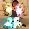 Urso de pelúcia colorido e luminoso, cor do arco-íris, boneca de pelúcia, fita luminosa, boneca, para crianças, laço de luz led, urso, brinquedo, presente