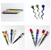 4types Colorful Pencil Style Glass Wax Dabber Smoking Tool Stick Carving Dry Herb Tobacco Nail Tools Dab Rigs Pipe For Water Bong