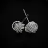 スタッドイヤリングエクシットシルバーメッキ織りボール女性のための925針イヤリングドロップギフト