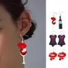 Stud Oorbellen Mode Voor Vrouwen Valentijnsdag Sexy Rode Lippen Wijnfles Lippenstift Hoge Hakken Acryl Dangle