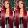 Red Straight Human Hair Wig 13x4 13x6 Hd Lace Frontal Wigs For Women Glueless Colored Preplucked Wigs