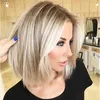 Spetsar peruker nyckfulla wigs syntetiska hår blond mix färg wavy hår bob kvinnor middle del cosplay peruker värmebeständig fiber för kvinnor z0613