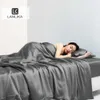 Ensembles de literie Lanlika Summer Beauty 100 Ensemble de literie en soie Gris foncé Housse de couette Double Queen King Housse de couette Ensemble de lit Drap housse Z0612