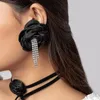 Ohrstecker Damen Große Rose Blume Böhmische Frauen Strass Quaste Anhänger Party Mi Schmuck Zubehör