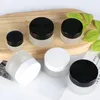 Bouteille de crème en verre dépoli 5g ~ 50g Pots cosmétiques contenant vides avec couvercle noir blanc or argent Xlmqc