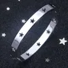 Wholesale Fashion 6mm Width Stainless Steel Cut Hollow Out Stars Around Clasp Cuff Star Bracelet for Gift