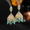 Dangle Earrings Brand Designer Fashion Statement Wind Chime Luxury Wedding Party Jewelry Gold Miltated Cubic Zirconia Chandelier