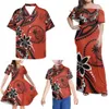 Familjsmatchande kläder Hycool Family Matching Outfits Chuuk Design Polynesian Tribal Hawaii Flower Print Family Clothing Set Dress Shirt Matched Set 230612