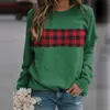 Felpe con cappuccio da donna 2023 autunno classico pullover con stampa a quadri selvaggi semplice maglione invernale caldo natalizio girocollo abbigliamento donna moda