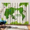 Curtain Creative 3D Blackout Curtains Green Living Room Drapes Maps Design Printing Bedroom