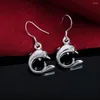 Kolczyki obręcze Charms 925 Sterling Silver Little Dolphin Drop for Women Fashion Party Wedding Biżuter