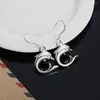 Orecchini a cerchio con ciondoli in argento sterling 925, piccola goccia di delfino per le donne, gioielli da sposa, feste di moda, regali di Natale