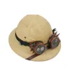 Bonés Chapéus Novidade Palha Capacete Steampunk Pith Chapéu de Sol Mulheres Homens Guerra do Vietnã Chapéu do Exército Steam Punk Óculos Safari Jungle Miners Boné 56-59CM 230612