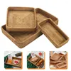 Conjuntos de Louça 3 Pçs Cesto de Armazenamento de Mesa Decoração de Casa Snack Rattan Pastelaria Recipiente de Pão Tecido Diversos Quadrado