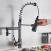 Bathroom Sink Faucets Black Spring Kitchen Faucet Pull Out Side Sprayer Dual Spout 360 Rotation Mixer Tap Sink Faucet Single Handle Kitchen Faucets 230612