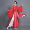 Ethnische Kleidung Damen Chinesischer Traditioneller Volkstanz Hanfu Kostüm Paillettenstickerei Alte Fee Rotes Bühnenkleid Outfits