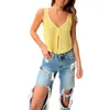 FeMereina Womens Vintage Knittd Tank Top Y2k Pull sans manches Gilet Crop V-Neck Open Front Button Crochet Knit Vests