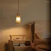 مصابيح قلادة راتان نسج طويلة أنبوب ثريا غرفة شاي مطعم مطعم BB El Bedside Lamp E27 Home Decore