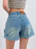 Frauen Jeans Jyate Sommer Mode Hohe Taille Curling Denim Shorts Frauen Dünne Abschnitt Mädchen Lose Hosen Street Style Drei-punkt