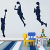 Vinilo de pared de fondo para dormitorio de niños, pegatina deportiva de baloncesto para el hogar, pegatina de perfil para hombre, decoración de dormitorio, 3 uds, G-96