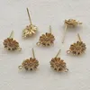 Lockets Arrival 12x10mm 50pcs Plating Real Copper Flower Earring Stud Connectors For Handmade Parts DIY Jewelry Findings 230612