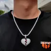 Хип -хоп, раздавленный сердечный кулон, подвесное ожерель
