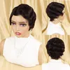 Peruca de renda curta dedo onda peruca de cabelo humano brasileiro para mulheres negras marrom loira curta oceano onda peruca peruca bordô pixie cut perucas z0613