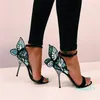 Designer Angel Wing Sandal Plus Size 42 leather Women Wedding Pink Glitter Shoes Sexy Girl Butterfly Sandals