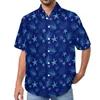 Men's Casual Shirts White Starfish Nautical Navy Blue Beach Shirt Hawaiian Fashion Blouses Male Printed 3XL 4XL