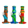 Newest Smoking Colorful Silicone Waterpipe Hookah Bong Pipes Kit Hexagonal Base Handle Style Bubbler Herb Tobacco Glass Filter Funnel Bowl Cigarette Holder DHL