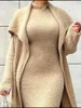 Robes grande taille LW taille robe Teddy plaine moulante ensemble femmes automne hiver chaud Sexy élégant Cocktail soirée 230613