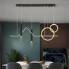 Luminárias pendentes modernas contratadas mesa longa sala de jantar bar lustre personalidade criativa decoração suave para casa luminária suspensa dourada e preta