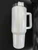 Vaso de sublimación de brillo rugoso de 40 oz con asa en blanco de acero inoxidable blanco con aislamiento al vacío taza para acampar botella de agua para deportes al aire libre jarra de cerveza de gran capacidad